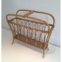 Rattan Magazine Holder Circa 1960 | Maison BARROIS