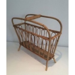 Rattan Magazine Holder Circa 1960 | Maison BARROIS