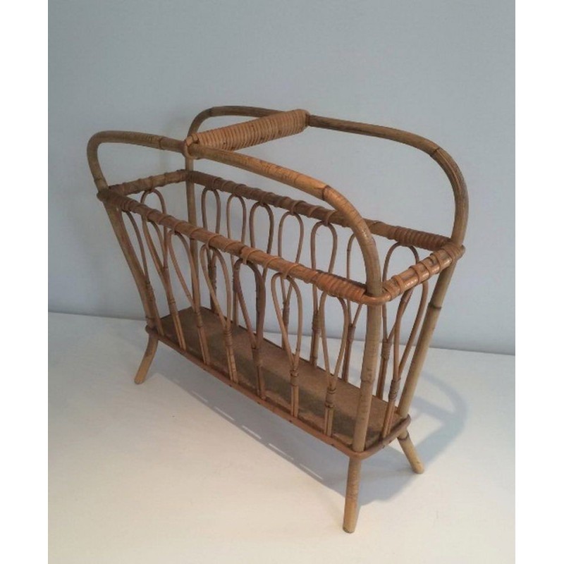 Rattan Magazine Holder Circa 1960 | Maison BARROIS
