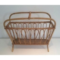 Rattan Magazine Holder Circa 1960 | Maison BARROIS