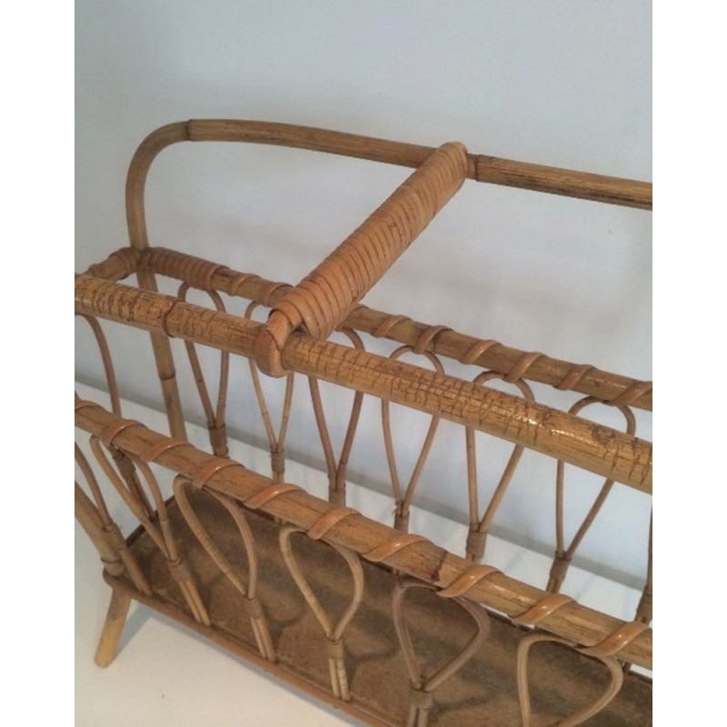 Rattan Magazine Holder Circa 1960 | Maison BARROIS