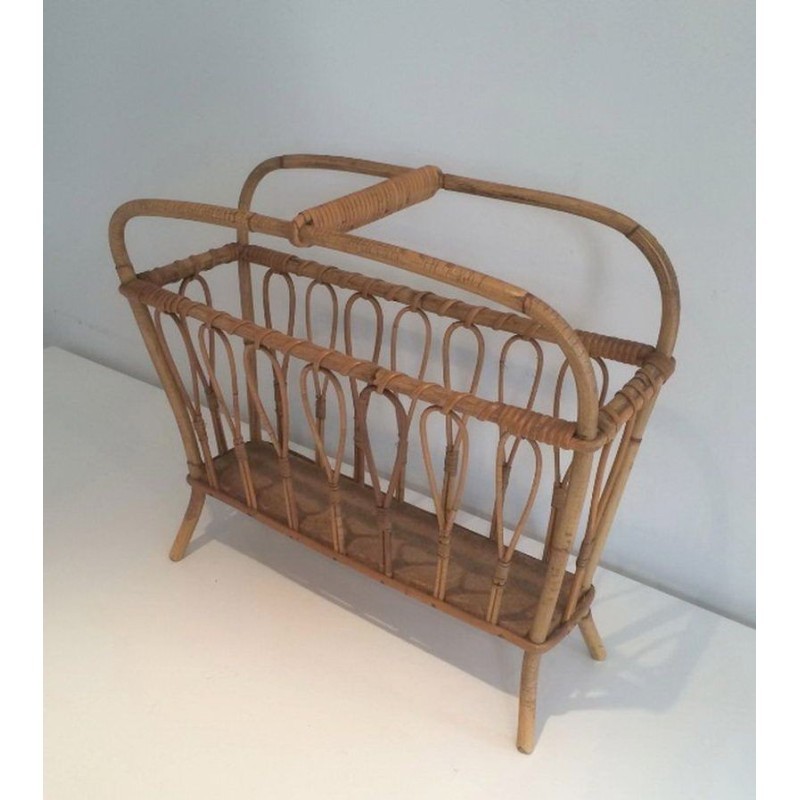 Rattan Magazine Holder Circa 1960 | Maison BARROIS