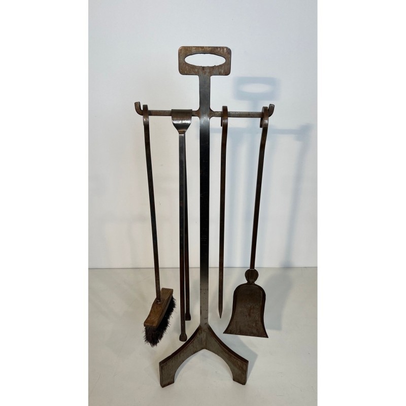 Modernist Steel Fireplace Tool Set 1970 | Maison BARROIS