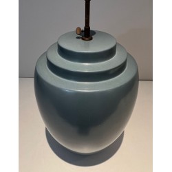 Lampe Céramique Bleue par Kosta, Travail Suédois, vers 1970