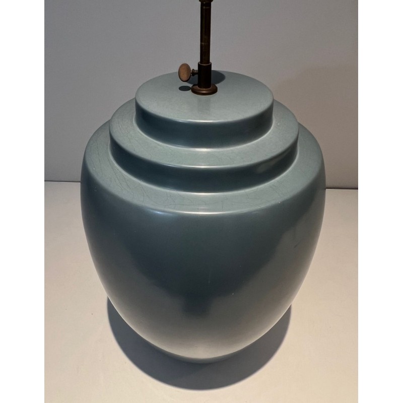 Lampe Céramique Bleue par Kosta, Travail Suédois, vers 1970