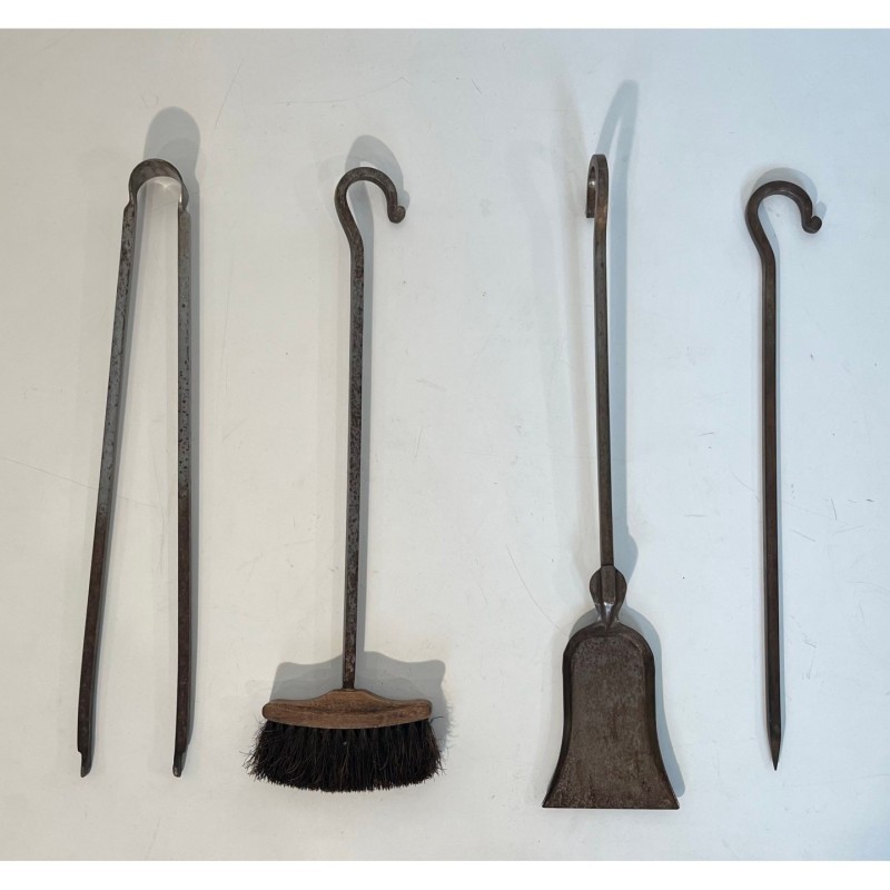 Modernist Steel Fireplace Tool Set 1970 | Maison BARROIS