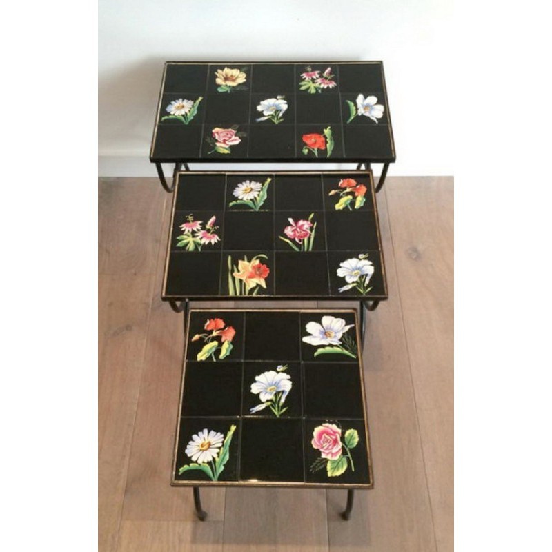 Nesting Tables Ceramic & Metal 1950 | Maison BARROIS