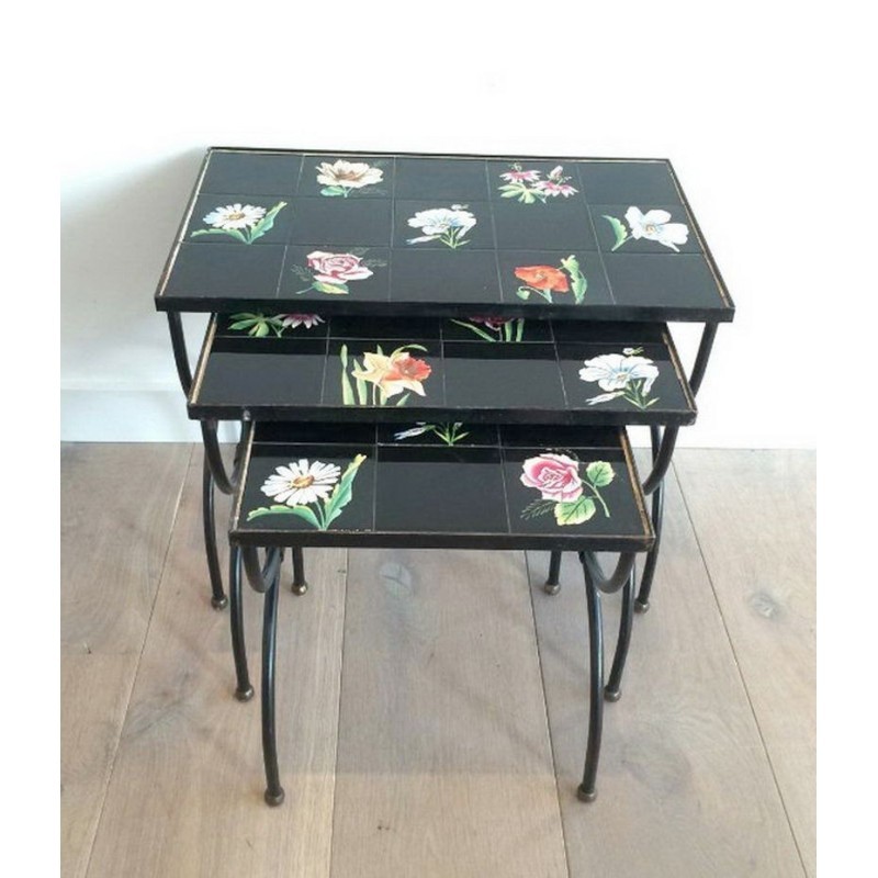 Nesting Tables Ceramic & Metal 1950 | Maison BARROIS