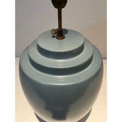Blue Ceramic Table Lamp by Kosta, Swedish Work, circa 1970