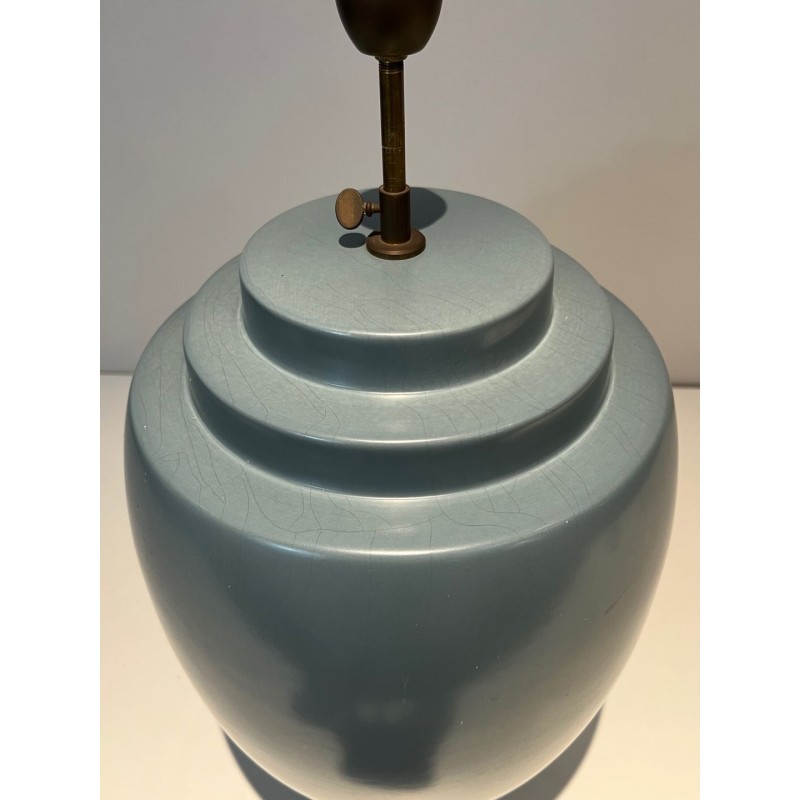 Lampe Céramique Bleue par Kosta, Travail Suédois, vers 1970