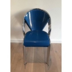 Set of 4 Chromed Blue Chairs 1980 | Maison BARROIS