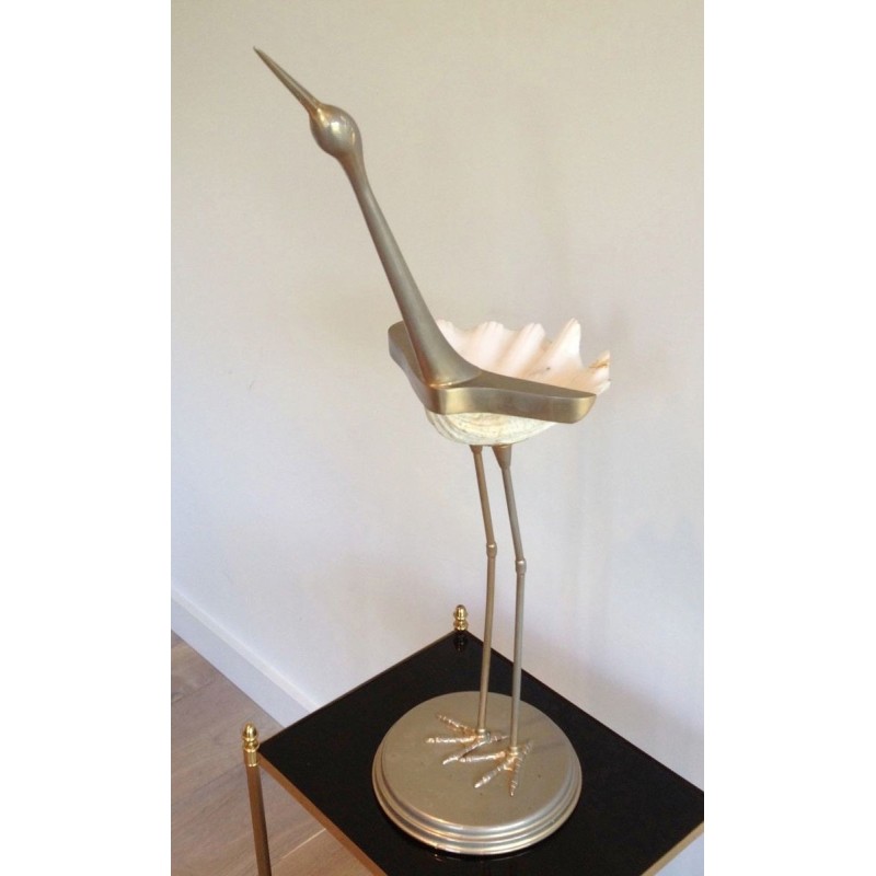 Oiseau Stylisé Métal & Coquillage Vers 1960 | Maison BARROIS