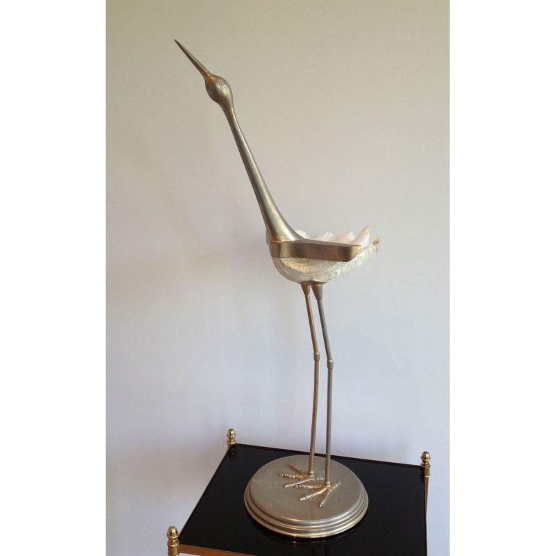 Oiseau Stylisé Métal & Coquillage Vers 1960 | Maison BARROIS
