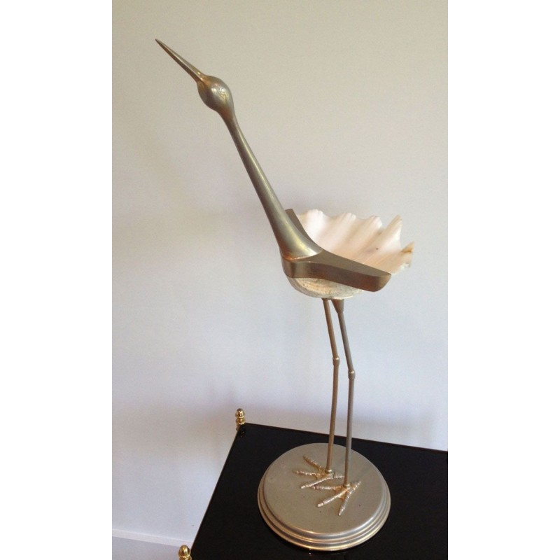 Oiseau Stylisé Métal & Coquillage Vers 1960 | Maison BARROIS