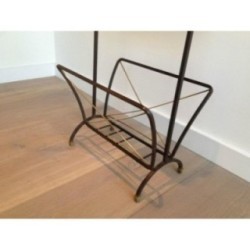 Porte-Revues Métal Noir & Laiton Goût Adnet 1950 | Maison BARROIS