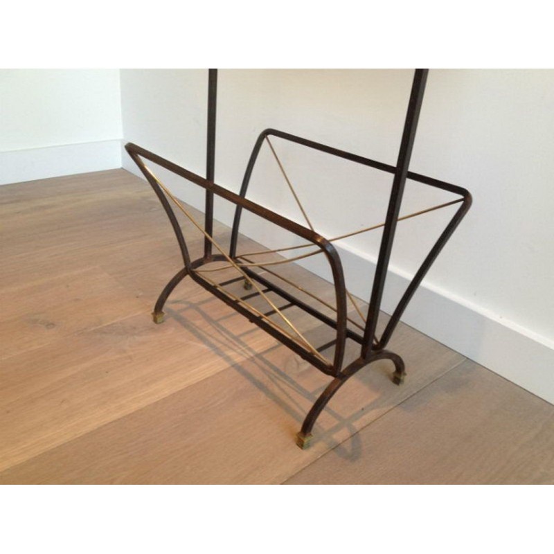 Porte-Revues Métal Noir & Laiton Goût Adnet 1950 | Maison BARROIS