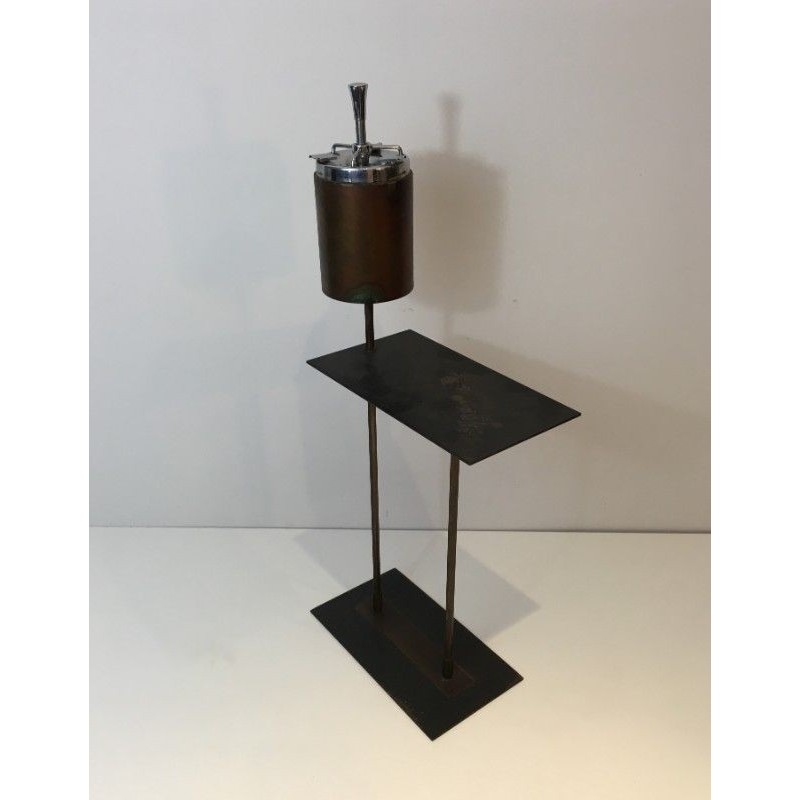 Cendrier Moderniste Métal Noir & Laiton 1950 | Maison BARROIS