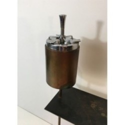 Modernist Floor Ashtray Black & Brass 1950 | Maison BARROIS