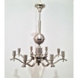 Lustre Art Déco Bronze Argenté Vers 1930 | Maison BARROIS