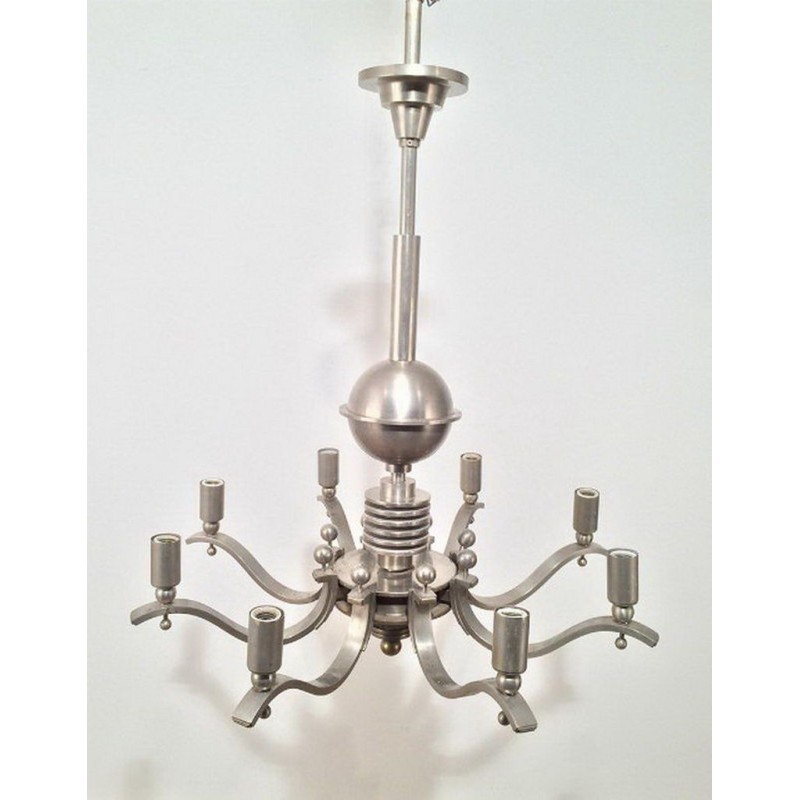 Art Déco Silvered Bronze Chandelier 1930 | Maison BARROIS