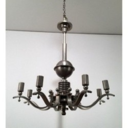 Lustre Art Déco Bronze Argenté Vers 1930 | Maison BARROIS