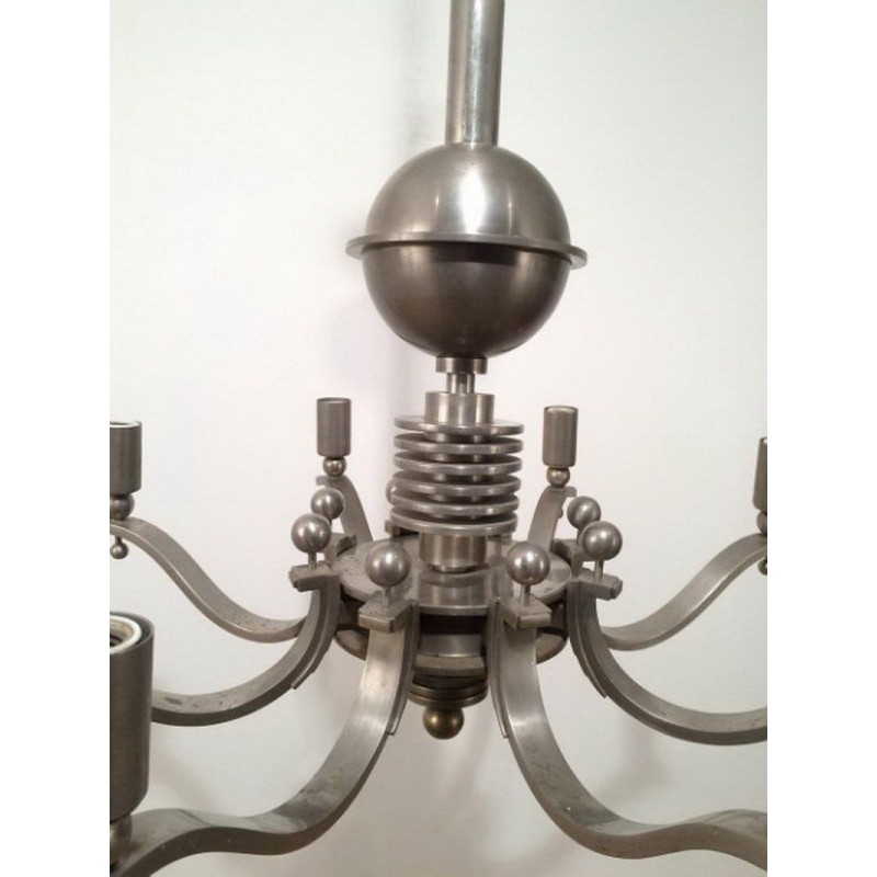 Art Déco Silvered Bronze Chandelier 1930 | Maison BARROIS