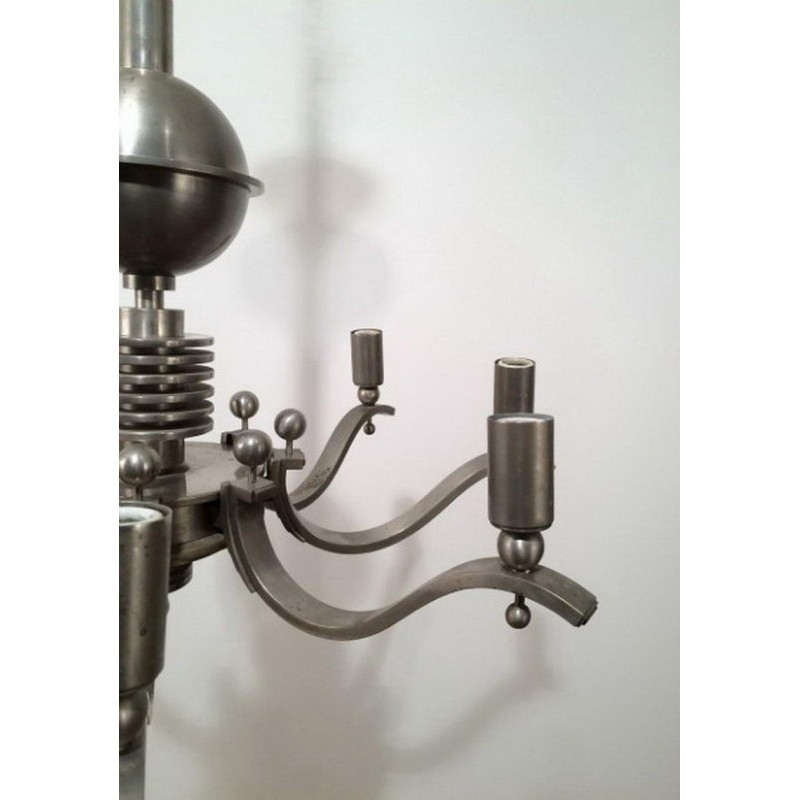 Art Déco Silvered Bronze Chandelier 1930 | Maison BARROIS