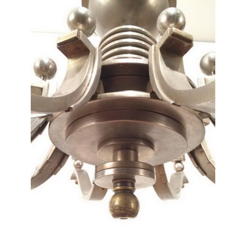 Art Déco Silvered Bronze Chandelier 1930 | Maison BARROIS