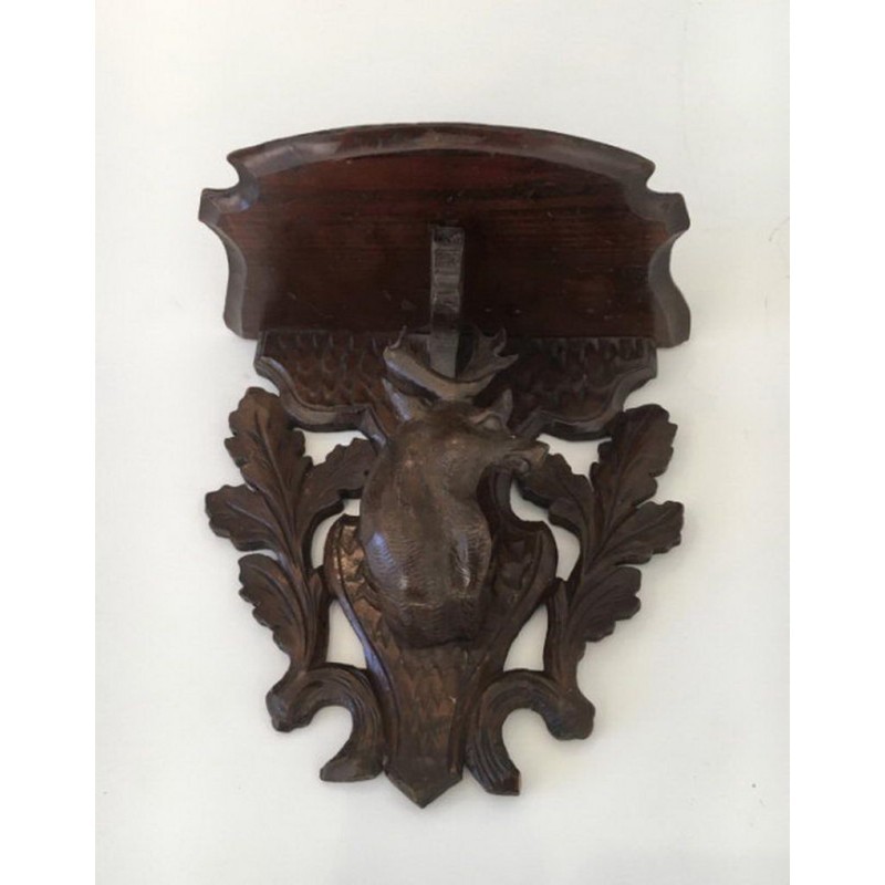Petite Console Bois Sculpté Tête de Cerf Forêt Noire 1900 | Maison BARROIS