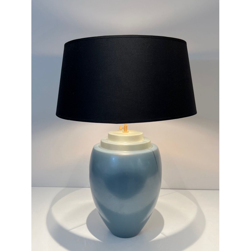 Blue Ceramic Table Lamp by Kosta, Swedish Work, circa 1970