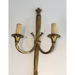 Importante Paire d'Appliques en Bronze de style Louis XVI à décors de Noeuds et Rubans