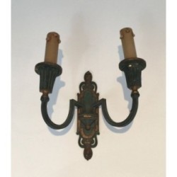 Appliques Bronze Patine Verte & Dorée 1940 | Maison BARROIS