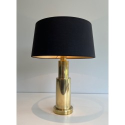 Pair of Modernist Brass Table Lamps, French Work, circa 1970