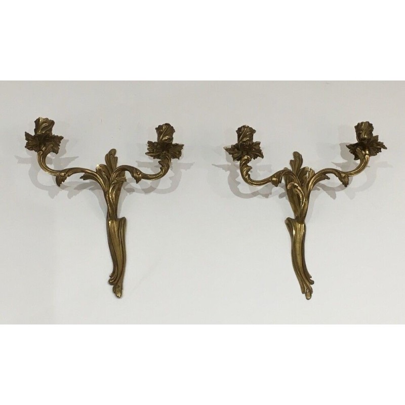 Paire d'Appliques Bronze Louis XV | Vers 1950 - Maison BARROIS