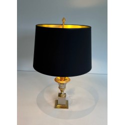 Palm Tree Chrome and Brass Table Lamps, Maison Charles Style, circa 1970