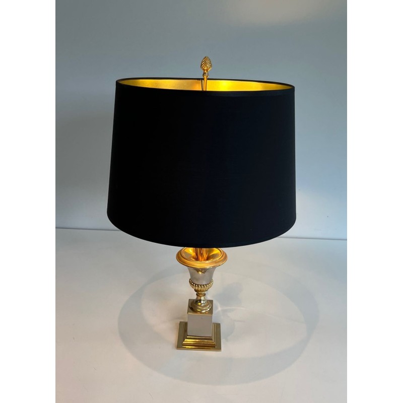 Paire de Lampes Palmier Chrome et Laiton, Goût Maison Charles, vers 1970