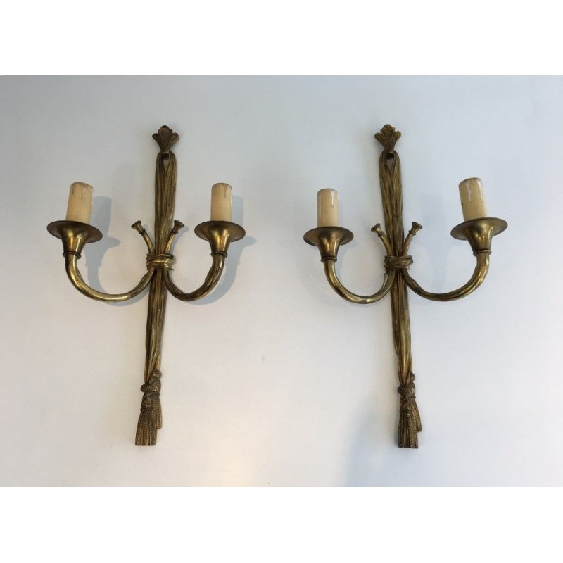 Appliques Bronze Louis XVI Nœuds & Rubans 1950 | Maison BARROIS