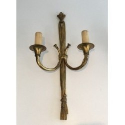 Bronze Louis XVI Wall Sconces Bows & Ribbons 1950 | Maison BARROIS
