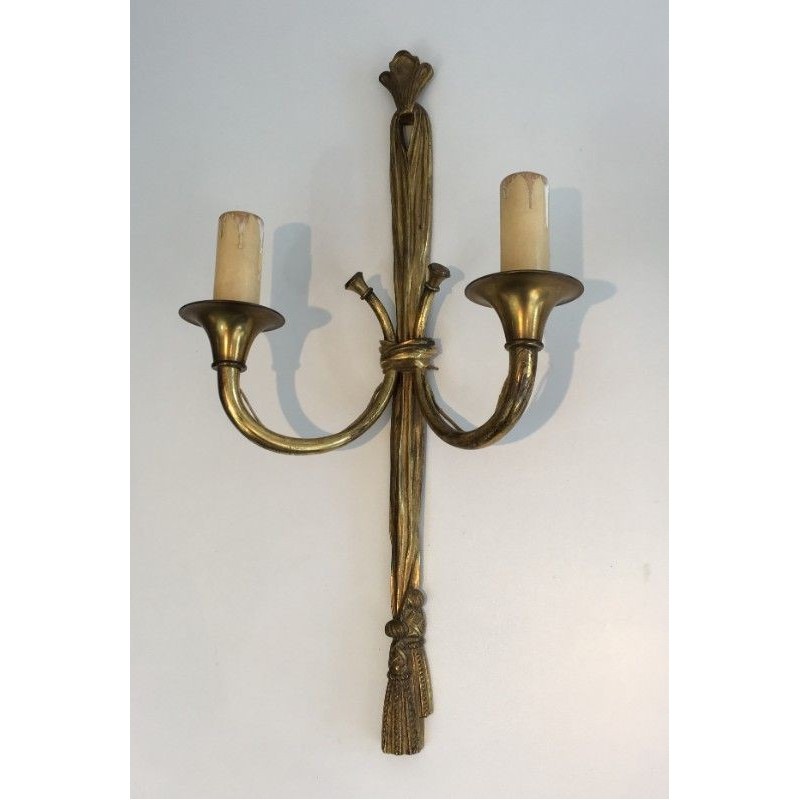 Bronze Louis XVI Wall Sconces Bows & Ribbons 1950 | Maison BARROIS