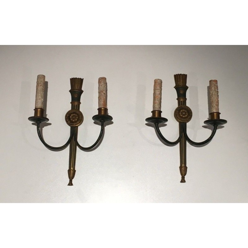 Empire-Style Bronze Wall Sconces 1940 | Maison BARROIS