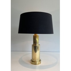 Pair of Modernist Brass Table Lamps, French Work, circa 1970