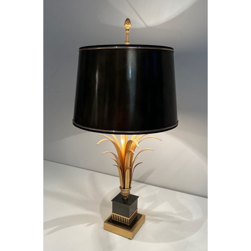 Lampe Ananas Laqué Noir et Doré, Goût Maison Charles, vers 1970