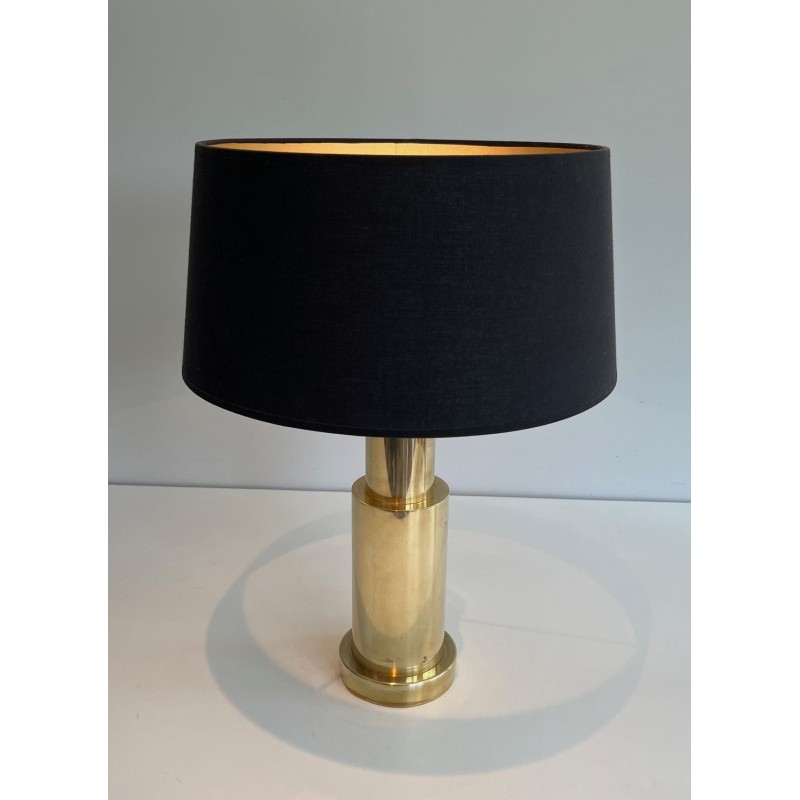 Pair of Modernist Brass Table Lamps, French Work, circa 1970