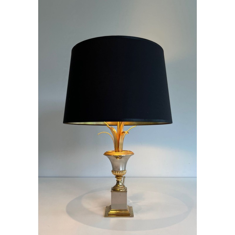 Palm Tree Chrome and Brass Table Lamps, Maison Charles Style, circa 1970