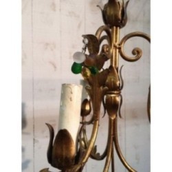 Pair of Gilt Chandeliers with Coloured Crystals 1960 | Maison BARROIS