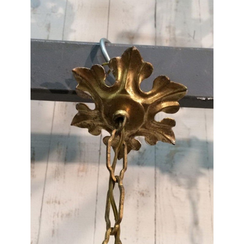 Pair of Gilt Chandeliers with Coloured Crystals 1960 | Maison BARROIS