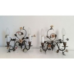 Bronze Wall Sconces with Porcelain Flowers 1920 | Maison BARROIS