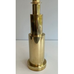 Pair of Modernist Brass Table Lamps, French Work, circa 1970