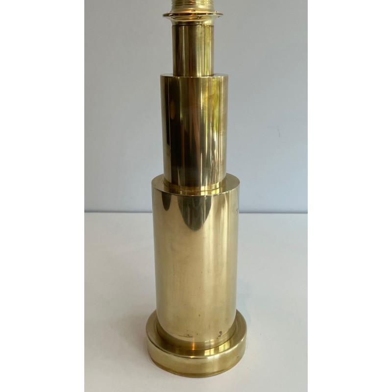 Pair of Modernist Brass Table Lamps, French Work, circa 1970