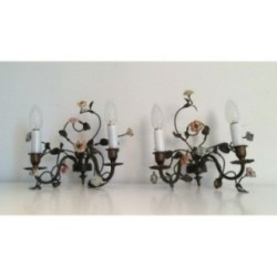 Appliques Bronze & Fleurs de Porcelaine Vers 1920 | Maison BARROIS